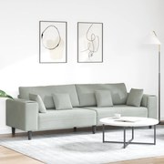 vidaXL Canapea din catifea cu pernă cu pernă Gri deschis 208 cm Catifea