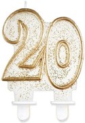 Colorat Gold Lumânare aniversară aurie sclipitoare cu numărul 20