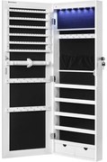 Dulap de perete cu oglinda pentru bijuterii, Artool, MDF, raft inferior, alb, 37x9.3x108 cm