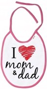 Baby Nellys Bavetă impermeabilă I love mama & Tata, 24 x 27 cm - roz