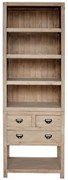 Biblioteca, natur, din lemn masiv, L78 cm, aspect rustic, Portland