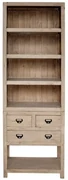 Biblioteca, natur, din lemn masiv, L78 cm, aspect rustic, Portland