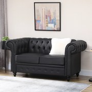 HOMCOM Canapea 2 Locuri Confortabilă, Piele Sintetică, 160x84x80 cm | Aosom Romania