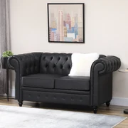 HOMCOM Canapea 2 Locuri Confortabilă, Piele Sintetică, 160x84x80 cm | Aosom Romania