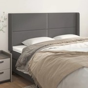 vidaXL Tăblie de pat cu aripioare gri 203x16x118/128 cm piele eco