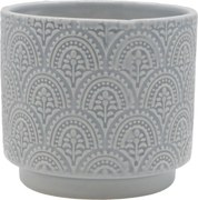 Ghiveci gri din portelan, cu model, H13/D14 cm, Fayence