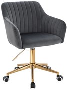 HR190K Scaun Grafit din Catifea cu Bază Aurie