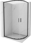 Mexen Exo cabină de duș semicirculară asimetrică glisantă 100 x 80 cm, transparentă, neagră - 8132-100-080-70-00