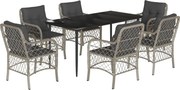vidaXL Set mobilier de grădină cu perne, 7 piese gri deschis poliratan