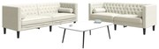 vidaXL Set canapele Chesterfield cu perne rulou 2 piese, crem, catifea