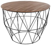 Masuta de cafea rotunda, stil mansarda, cu blat din lemn