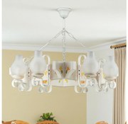 Brilagi - Lustră suspendată cu lanț QUEEN 8xE14/40W/230V fag/crem