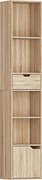 HOMCOM Raft Bibliotecă cu 4 Nivele Deschise, cu Dulap și Sertar, 30x24x158 cm, Lemn Natural | Aosom Romania