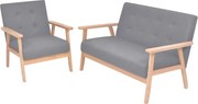 vidaXL Set cu canapea, 2 piese, material textil, gri deschis