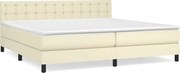vidaXL Pat continental cu saltea, crem, 200x200 cm, piele ecologică