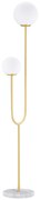 HOMCOM Lampadar metal Lampadar de podea salon auriu cu 2 capete abajur globe alb sticlă mată, 25W, 33 x 25 x 155,5 cm | Aosom Romania