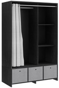 HOMCOM Dulap penderie dulap de depozitare cu tringle cortină 3 nișe și 3 sertare din material textil detașabile 105 x 48 x 160 cm | Aosom Romania
