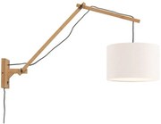 Aplica cu brat articulat din bambus si abajur din tesatura in, Andes natur/ alb