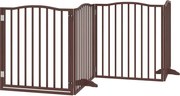 vidaXL Poartă câini pliabilă cu ușă 4 panouri maro, 320 cm, lemn plop