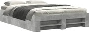 vidaXL Cadru de pat, gri beton, 140x190 cm, lemn prelucrat