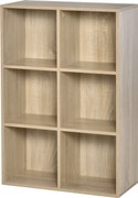 HOMCOM Bibliotecă Modernă cu 6 Cuburi, 65.5x30x97.5 cm, Culoare Stejar | Aosom Romania
