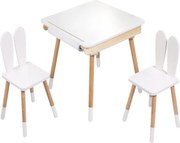 Set pentru copii reglabil BUNNY, masă și 2 scaune, alb/maro ELIS design