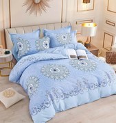 Lenjerie Pat Dublu din Bumbac Tip Finet, cu Elastic, 6 Piese - Blue Mandala