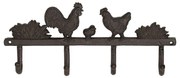 Cuier din fonta, negru, 4 agatatoare, Basse Cour Brown