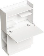 HOMCOM Birou pliant pentru calculator, birou pentru calculator cu blat rabatabil, rafturi și dulap, 80x30x128cm, alb | Aosom Romania