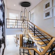 Lustra casa scarii XL cu 14 pendule LED si telecomanda Colette