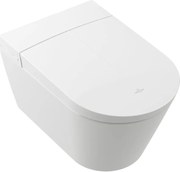 Set vas WC suspendat Villeroy&Boch Tivo rimless cu functie de bideu electric si capac softclose alb alpin