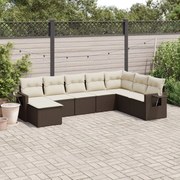 vidaXL Set canapele de grădină cu perne, 8 piese, maro, poliratan