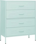 vidaXL Comodă cu sertare, verde mentă, 80x35x101,5 cm, oțel