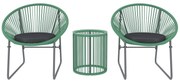 Outsunny Set de mobilier de exterior cu 3 piese, 1 masă, 2 scaune, placă de masă din sticlă, poliratan plastic înfășurat în cadre de oțel, perne moi, Verde | Aosom Romania
