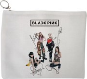 Portfard Cosmetice tip Plic, model Blackpink 6 cu semnaturii, 23x18 cm, Alb, BEKZ®