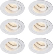 Set de 6 spoturi încastrate moderne albe, rotative și înclinabile IP44 - Chuck