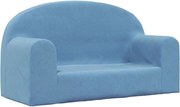 vidaXL Canapea pentru copii cu 2 locuri, albastru, pluș moale