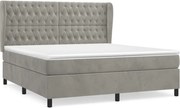 vidaXL Pat box spring cu saltea, gri deschis, 160x200 cm, catifea