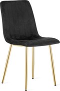 Scaun Bucatarie/Dining Gabe ,Picioare Aurii, Catifea Neagra