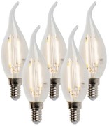 Set de 5 becuri LED cu filament cu lumină de lumânare E14 reglabile 250lm 2700K