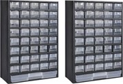 vidaXL Cutie de depozitare unelte cu 41 sertare, 2 buc, plastic