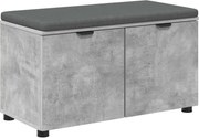vidaXL Bancă pentru hol cu pernă cu raft Gri Beton 80 x 38 x 46 cm
