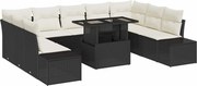 vidaXL Set de canapele pentru grădină cu pernă 10 pcs negru și crem