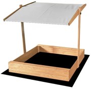 Cutie de nisip pentru copii cu acoperiș gri 120 x 120 cm