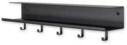 Cuier de perete negru cu raft din metal 50 cm Easy – Spinder Design