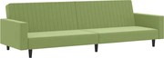 vidaXL Canapea extensibilă cu 2 locuri, verde deschis, catifea