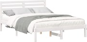 vidaXL Cadru de pat cu headboard Alb 120 x 200 cm Lemn de pin masiv