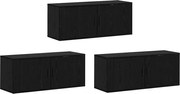 vidaXL Set Dulap TV montat pe perete Pe perete 3 pcs Stejar Negru