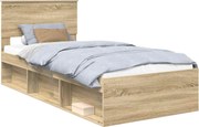 vidaXL Cadru de pat Stejar Sonoma 90 x 200 cm Lemn de pin masiv