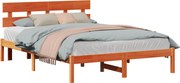vidaXL Cadru de pat cu headboard Maro 160 x 200 cm Lemn masiv de pin